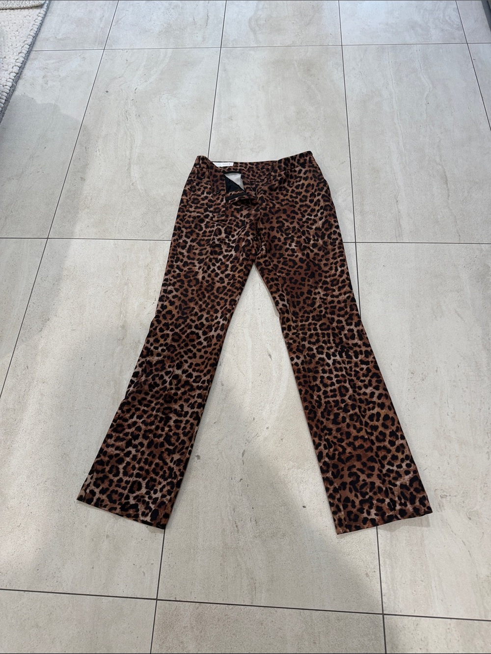 Zara Brown Leopard Print Boot-Cut Pants worn once